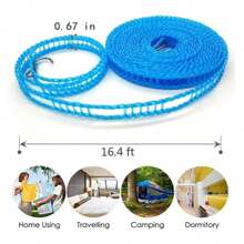 1pc Portable Clothesline, Upgraded Thick Drying Rope, Non-Slip & Windproof Laundry Rope, Camping Clothesline, Indoor/Outdoor Household Laundry Accessory, Outdoor Camping Gear, Bathroom/Dorm Accessory