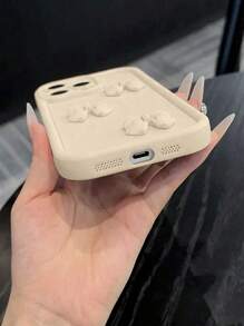 米色竹製手機殼附可愛蝴蝶配件，相容 iPhone 18 Pro/18 Pro Max/17/16 Pro Max/16 Pro/16/16 Plus/15 Pro Max/15 Pro/15/15 Plus/14 Pro Max/14 Pro/14/14 Plus/13 Pro Max/13/13 Pro/12/11/XR/SE 2022 - 米色 - 查看 3