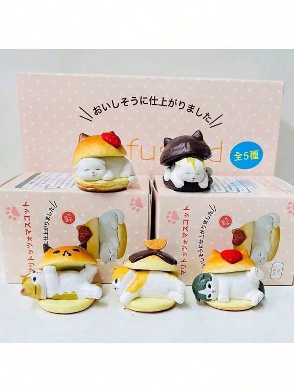 Sanrio 1 caixa surpresa para ovos Eikoh, Mofusand, Hambúrguer, Gato, Hambúrguer, Tubarão, Gato, Coleção, Modelo, para presente de Páscoa para sua namorada. MofusandBlindBox, Estilo Hambúrguer