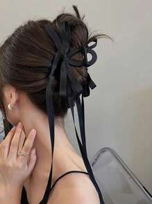 1pc Elegant Satin Bow Hair Claw Clip, Versatile For Updo Hairstyles, Suitable For Spring And Summer Hair Clips Hair Jaw Clip Hair Clamps Hair Clutch Hair Catcher Clip