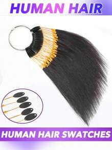 Conjunto de 30 piezas de muestrario de color de cabello humano real para probar tintes, peinados y presentación de pelucas en salón. Incluye mechones de colores natural negro #4, marrón #30, marrón claro #27, rubio #613, blanco, gris oscuro y multicolor. Teñible, rizable, cabello humano real. - Multicolor - Ver 16