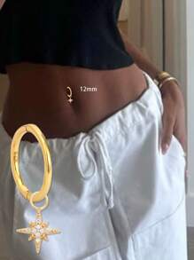 1PC 925 Sterling Silver North Star Hoop Belly Ring Belly Piercings, 8mm 10mm,12mm Hoop Piercing, Belly Hoop