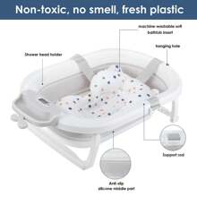 Ultimate Portable Ergonomic Baby Bathtub With Integrated Temperature Gauge, Soft Cushion Bath Pad, And Net: The Ideal, Compact Solution For Bathing Newborns To Toddlers (0-36 Months) Anywhere - 白色 - 查看 4