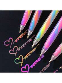 Highly Attractive Writing Greeting Card Gradient Color Spiral Pen Handbook Special Hand-Made DIY Painting Pen Student Neutral Pen 6pcs