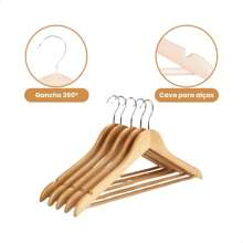 KONTUZ Kit 30 Ivory Wooden Clothes Hanger For Pants Chrome Hook - Màu nâu  Mocha - Xem 5