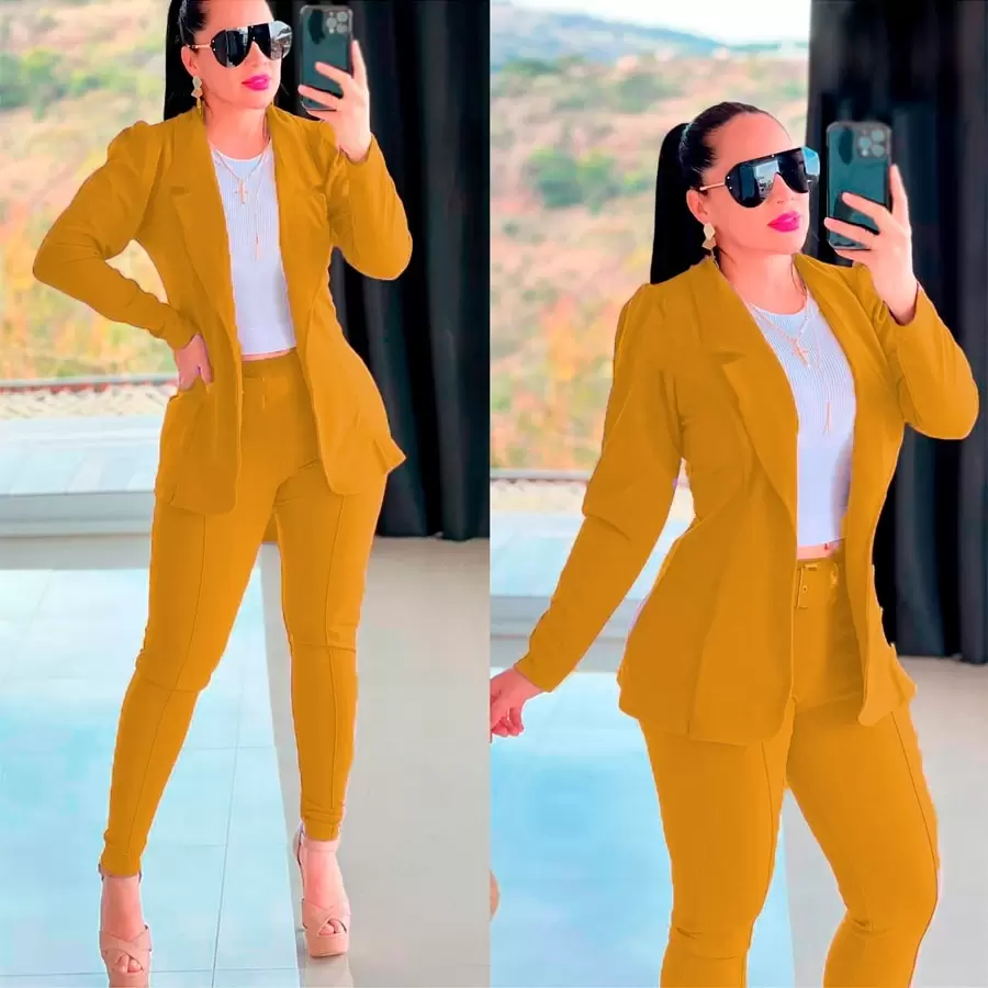 YOUTH FORMAL PANTS JACKET AND WHITE BLOUSE 3-Piece Set - Jahe - View 1