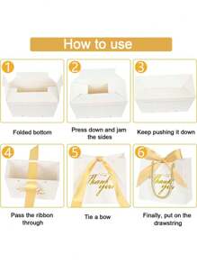 6 包 - 带手柄的感谢礼品袋 5.9 X 5.3 英寸小礼品袋，带蝴蝶结丝带派对礼品袋，纸质礼品袋，散装，适用于婴儿洗礼、婚礼、派对回礼、生日、 - 白色 - 查看 9