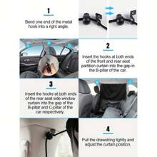 Juego de 4 piezas, set universal de cortina de privacidad que consta de 1 cortina divisoria, 2 cortinas laterales y 1 bolsa de almacenamiento - Cortinas opacas para viaje, camping y sueño - Para una instalación fácil y máxima privacidad