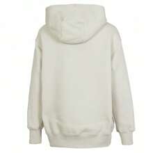 Nike 女式落肩长袖连帽运动衫，配有口袋和抽绳 - 白色 - 查看 2