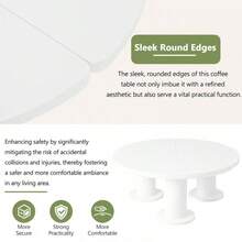 Φ39.4'' Easy Assembly Round Petal-Shaped Coffee Table, Cream Style Center Table With 3 Thick Legs, Minimalist Irregular End Table With Sleek Round Edges For Living Room