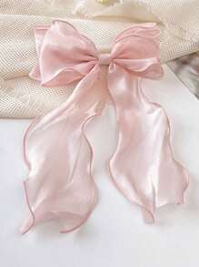 1pc Solid Color Oversized Bow Wavy Ribbon Claw Clip, Elegant Soft Decor Hair Accessory Suitable For Women Vacation And Casual Wear Claw Clips Hair Claws Hair Barrettes, Bows, Cute, Classy, Winter Outfit Women - Black - View 8