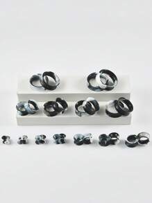 Pair Skin Thin Soft Flexible Ear Tunnels Double Flare Ear Plugs Flesh Tunnel Ear Gauge Expander Stretcher Earlets Earrings - As Shown - View 4