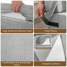 Convertible Folding Sofa Bed Sofa Living Room Sofa Small Corduroy Sofa Bed Leisure Chair Foldable Memory Foam Floor Bed Suitable For Bedroom RV Dormitory Office With Pillow Corduroy Gray Single - 亞麻淺灰色 - 查看 5