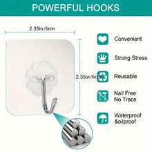 10pcs Damage-Free No-Drill Wall Hooks, Metal & Plastic Self-Adhesive Hook Racks Suitable For Keys, Hats, Towels, Casual Style, Easy To Install Wall Mounted Organizer For Bathroom, Bedroom, Office And Kitchen - White - View 9