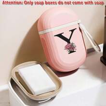 Personalizowana różowa mydelniczka, 26 pierwszych liter, spersonalizowana nazwa, szczelna pokrywka i tacka ociekowa, przenośny uchwyt do podróży, łazienka, kemping, kieszonkowe akcesorium do przechowywania