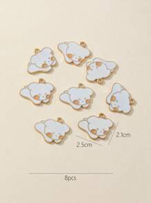 8pcs Fashionable 3D Zinc Alloy Dripping Paint Cute Dog Pendant Necklace, Bracelet, Key Chain, DIY Jewelry Accessories