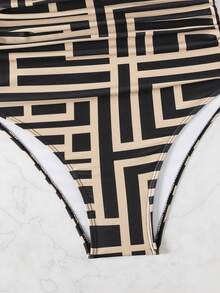 2025 年夏季优雅高腰女式连体泳衣，收腹性感泳装沙滩装 - 彩色 - 查看 5