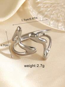 1pc Stainless Steel 18K Gold Plated Simple Geometric Open Ring, Suitable For Daily Wear For Women - Multicolor - View 9