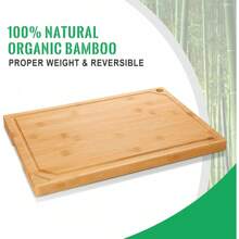 Hiware Extra Large Bamboo Cutting Board For Kitchen, Heavy Duty Wood Cutting Board With Juice Groove,  Bamboo, Pre Oiled, 18" X 12" X 0.6" - 棕色 - 查看 9