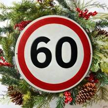 1 pièce Panneau en bois pour 60e anniversaire, trous pré-percés, décoration ronde de célébration convenant pour la maison, le bureau, la cuisine, le bar - idéal pour la décoration d'Halloween et de Noël, style de trous aléatoires