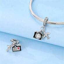 1pc 925 Sterling Silver Space Astronaut Charm Rocket And Planet Earth Charm Airplane And Suitcase Charm Star Moon Charm Suitable For Making Bracelets DIY Jewelry Making Charm Travel Gift Exquisite Women's Jewelry - Multicolor - View 4
