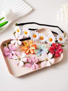 3 stuks/set meisjes bloemen hoofdbanden, elastische haaraccessoires, schattig lief minimalistisch ontwerp, geschikt voor meisjes op vakantie, feest en dagelijks gebruik, lente/zomer