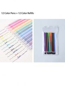 1 pieza/Set Bolígrafo de gel colorido con punta de metal, individual o en set, vuelta a la escuela - Multicolor - Ver 13