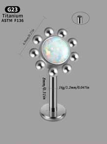 1PC Shiny G23 Titanium Sun Flower Labret Lip Ring Nine Steel Ball Embrace Opal&Crystal Lobe Piercing Earring Gradient Flash Film Internal Thread Helix Tragus Cartilage Stud - 1 Piece Of Titanium Flower Lip Stud - View 7
