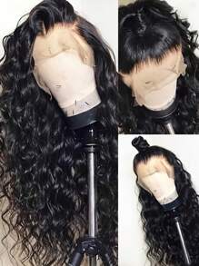 180% 密度优雅卷曲波浪蕾丝前假发 13x4 巴西处女真人发深卷曲蕾丝前假发透明预拔透明蕾丝深波浪款式 28 英寸 女士