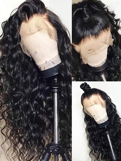 180% Density Elegant Curly Wave Lace Front Wig 13x4 Brazilian Virgin Human Hair Deep Curly Lace Front Wigs Transparent Pre-Plucked Transparent Lace Deep Wave Style 28 Inch For Women