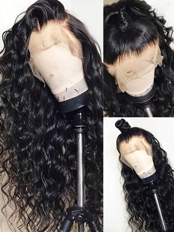 180% 密度优雅卷曲波浪蕾丝前假发 13x4 巴西处女真人发深卷曲蕾丝前假发透明预拔透明蕾丝深波浪款式 28 英寸 女士