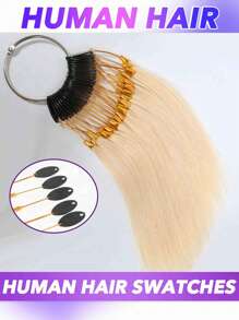 Conjunto de 30 piezas de muestrario de color de cabello humano real para probar tintes, peinados y presentación de pelucas en salón. Incluye mechones de colores natural negro #4, marrón #30, marrón claro #27, rubio #613, blanco, gris oscuro y multicolor. Teñible, rizable, cabello humano real. - Multicolor - Ver 20
