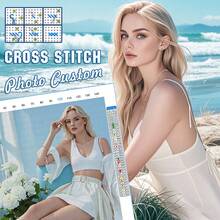 Personalisiertes Foto Kreuzstich-Set 11CT bedruckter Leinwand DIY Bastelset Stickerei Zubehör Nähset einfach für Anfänger, personalisiertes Geschenk