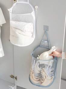 1pc/Set Foldable Wardrobe Hanging Underwear Storage Bag, Collapsible Storage Basket, Space-Saving Retractable Wall-Mounted Storage Basket For Bathroom Accessories, Underwear, Laundry, And Miscellaneous Items, Random Mesh Bag Included