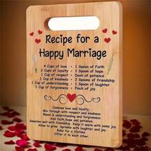 Happy Marriage Engraved Bamboo Cutting Board - Perfect Wedding & Bridal Shower Gift For Couples - Wood Color - View 3