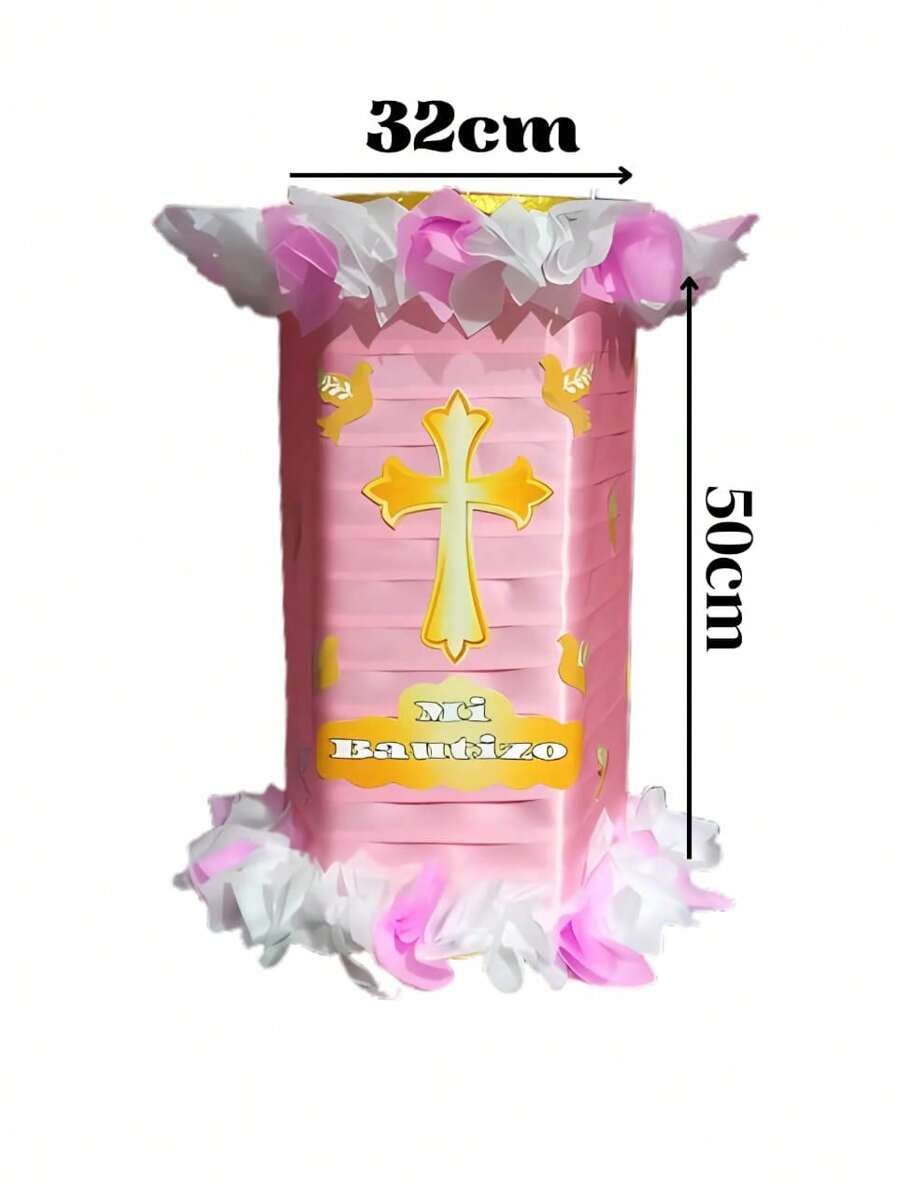 BAPTISM BOY'S ROTATING PINATA 50CM - Pink - View 1