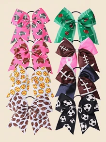 1/2 piezas Coletero de lazo europeo y de la Copa Mundial, súper aficionado, con diseño para aficionados infantiles, cinta grande de mariposa para el pelo, adecuado para porristas escolares, ropa deportiva