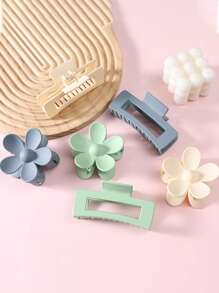 6pcs Retro Simple Matte Colorful Floral Square Hair Clips For Women, Daily Hairstyle, Shower, Updo, Hair Accessory, Fashion, Versatile, Suitable For Valentine's Day, New Year, Ramadan, Mother's Day, Pride Month, Back To School, Easter Gifts