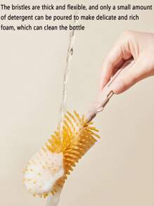 Ensemble de brosses portables pour bouteille avec ours, comprenant une brosse pour bouteille, une brosse pour tétine, une brosse pour paille, une brosse pour tasse, un support d'égouttage et une boîte de rangement de voyage