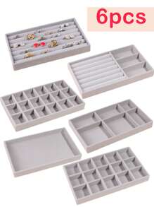 Luxury Soft Gray Velvet Jewelry Tray, Suitable For Rings, Earrings And Necklaces - Made Of Nylon, Elegant Tabletop Storage Display With Compartments For Earrings, Hoops And Gems, Jewelry Storage Organization Back To School