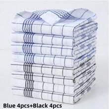 1/2/4/6/8/12 pièces Serviettes de cuisine ultra-douces, super absorbantes, à motifs carreaux et rayures, chiffons à vaisselle rouges / bleus / noirs, parfaits pour la maison et la salle à manger