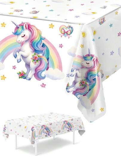 1 Adet Unicorn Temalı Masa Örtüsü, 220*130 cm Gökkuşağı PE Masa Örtüsü, Düğün Malzemeleri, Unicorn Parti Dekoru, Ev Dekoru, Mutfak Dekoru, Unicorn Temalı Doğum Günü Partisi Malzemeleri, Bebek Duşu Dekoru, Cinsiyet Açıklama Partisi Dekorasyonu, 1. Doğum Günü Partisi Masa Dekoru, Tatil Partisi Malzemeleri