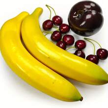 Paquete de 20 piezas de fruta artificial, frutas falsas para decoración del hogar, set de fruta simulada, decoración para fiesta festiva, modelos de frutas para toma de fotos, fresas, mangos y plátanos falsos