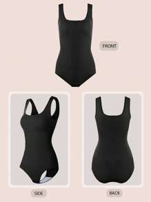 Women's Seamless Bodyshaper, High Elastic Compression Backless Shapewear One-Piece - Black - View 6