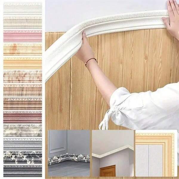 Papier peint autocollant 3D gaufré pour plinthe - revêtement mural, de porte et d'escalier en mousse flexible moulée, solution parfaite pour la décoration de la maison. Décoration murale, salle de bain, cuisine, salon, chambre à coucher.