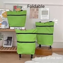 橙色 1 件/绿色 1 件 可折叠便携式购物袋、杂货店购物车、小拉车、手提包、家用带轮拉车、快递提货手拉车、小拖车