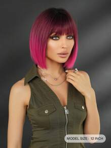 Peluca estilo bob corto de 12 pulgadas con flequillo, adecuada para uso diario