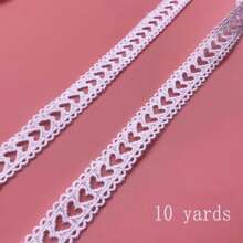 5/10 码心形缎带，1.8 厘米宽，双波浪心形图案，适用于手工艺品、刺绣、缝纫和肩带 - 米色 - 查看 10