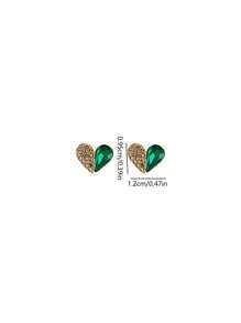 Fashion Minimalist Cubic Zirconia Crystals Heart Shaped Stud Earrings, Delicate Dainty Elegant Sweet Cute Heart Earring For Women