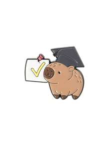 1pc/4pcs/5pcs/6pcs/9pcs Cute Capybara Student Design Hamburger, French Fry, Cartoon Badge, Adorable Capybara Enamel Pin, Cartoon Brooch - Brown - View 19